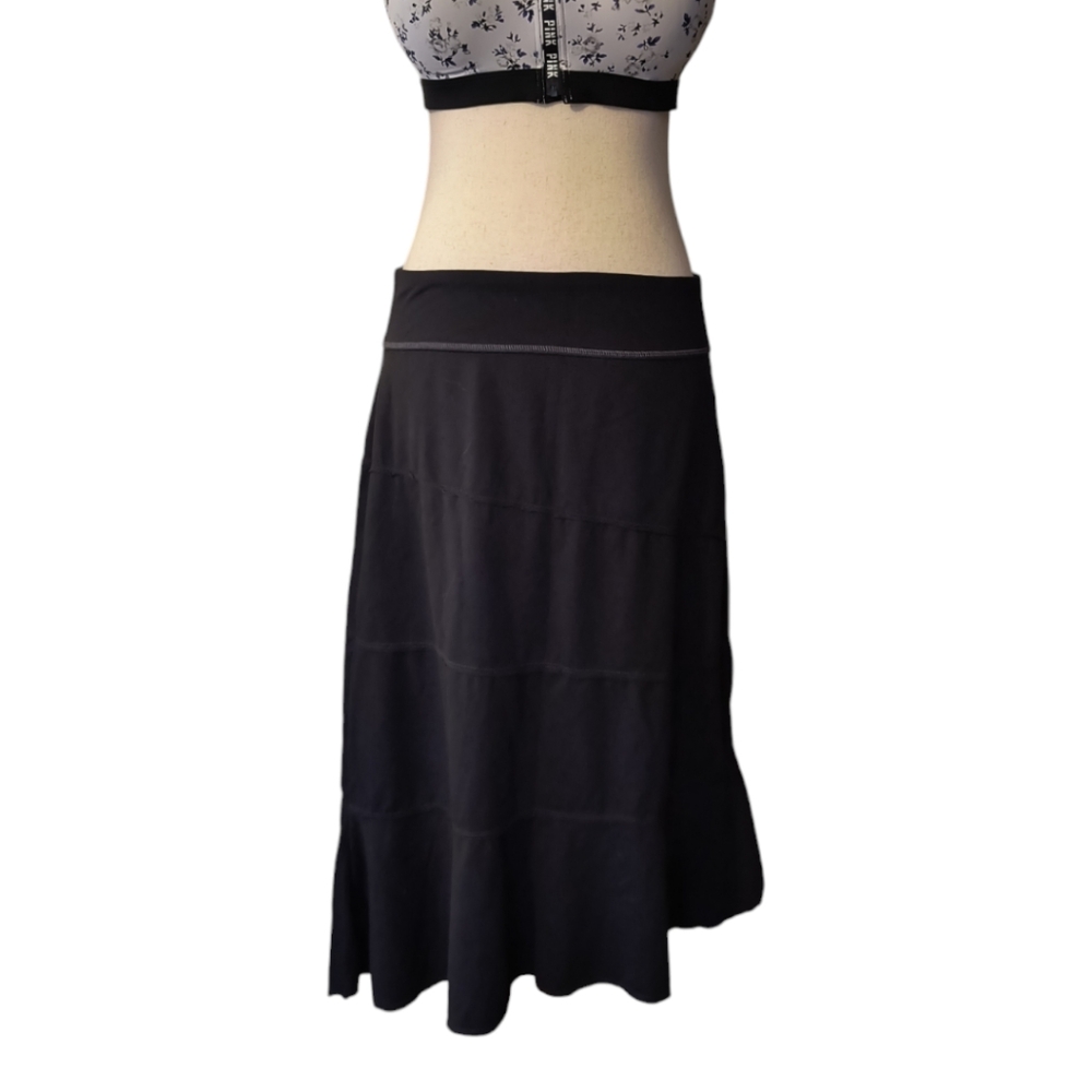 Athleta Crescendo Asymmetrical Ruffle Hem Skirt Womens Size M Black
